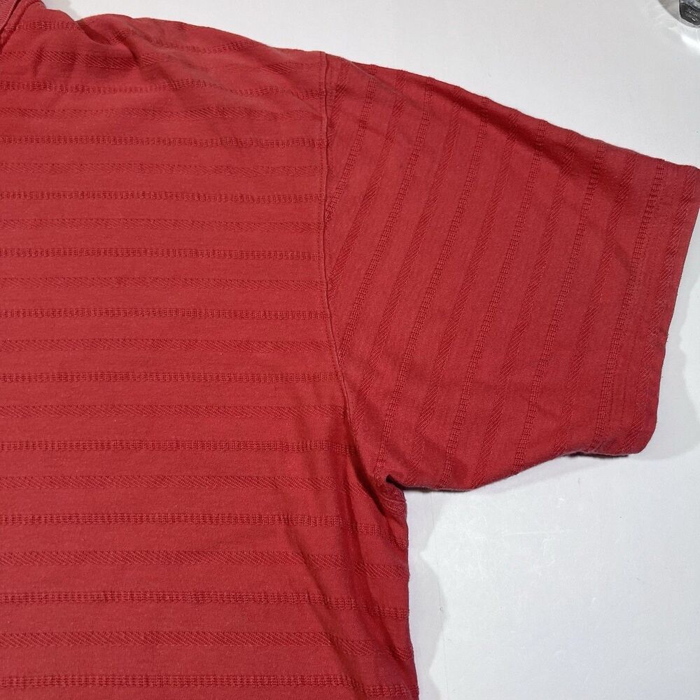 LL Bean 100% Cotton Short Sleeve Coral Textured Stripe Polo Golf Shirt Men's XL - Picture 4 of 9